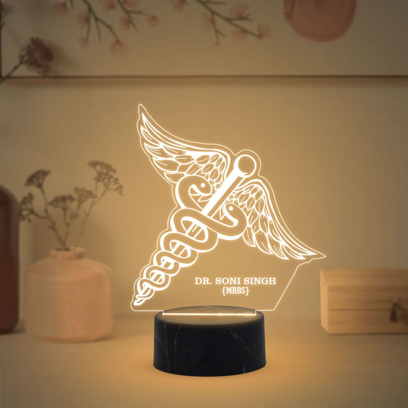 Customized Led Lamp Personalized with Name and Logo Warm White Color Gift For Doctors